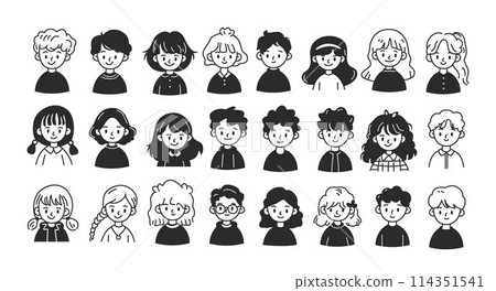 Cute people avatar icons, user profile. Avatar profile picture icon set including male and female. User personal profile Cute people avatar icons, user profile. Avatar profile picture icon set including male and female. User personal profile 114351541