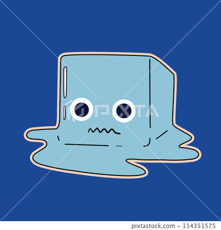 A cute ice cube. A funny expression of sadness. 114351575