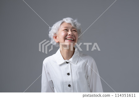 灰色頭髮的女人肖像 114351611