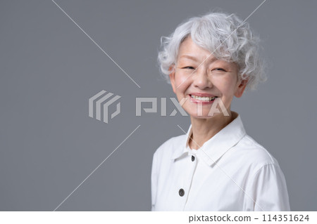 Gray-haired woman portrait 114351624