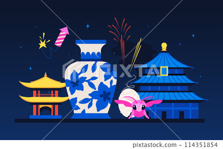 National cultural values of China - modern colored vector illustration National cultural values of China - modern colored vector illustration 114351854