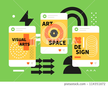 Visual arts and design - social media screens templates set Visual arts and design - social media screens templates set 114351872