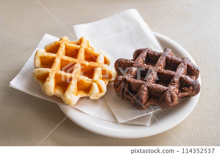 Two types of Belgian waffles 114352537