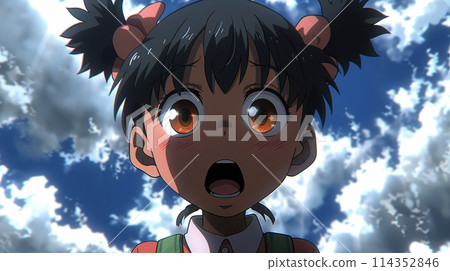 一個女孩驚訝地張大了嘴 一個女孩驚訝地張大了嘴 114352846