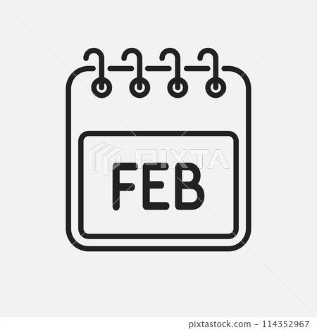 Vector template icon page calendar, month February Vector template icon page calendar, month February 114352967