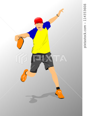 Pickleball player for you club or team design. Vector 3d illustration. 114353608