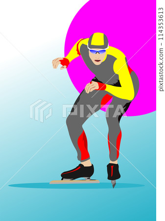 Speed skating runner. Vector 3d illustration Speed skating runner. Vector 3d illustration 114353613