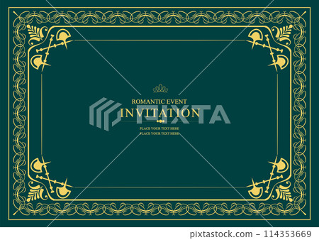 Gold ornament on dark background. Can be used as invitation card. Book cover. Vector illustration Gold ornament on dark background. Can be used as invitation card. Book cover. Vector illustration 114353669