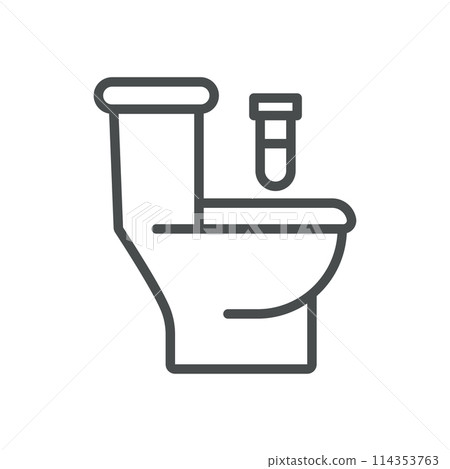 Blood in Urine Detection Icon. Line Illustration of a Toilet with a Test Tube, Symbolizing the Medical Testing for Hematuria. Ideal for Health Awareness, Diagnostic Materials. Isolated Vector Sign. Blood in Urine Detection Icon. Line Illustration of a Toilet with a Test Tube, Symbolizing the Medical Testing for Hematuria. Ideal for Health Awareness, Diagnostic Materials. Isolated Vector Sign. 114353763