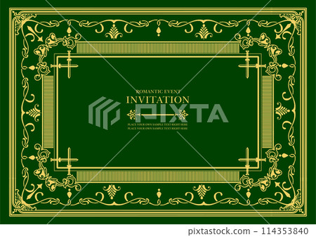 Gold ornament on dark background. Can be used as invitation card. Book cover. Vector illustration Gold ornament on dark background. Can be used as invitation card. Book cover. Vector illustration 114353840