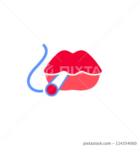 Female sexy lips holding cigarette in the mouth 114354000