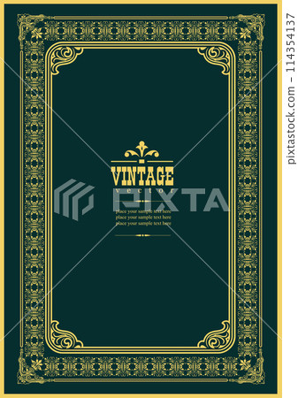 Gold ornament on dark background. Can be used as invitation card. Book cover. Vector illustration Gold ornament on dark background. Can be used as invitation card. Book cover. Vector illustration 114354137
