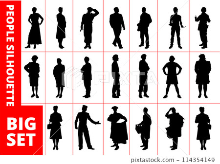 People silhouettes. Vector B&W  illustration for designers 114354149
