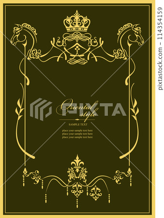 Gold ornament on dark background. Can be used as invitation card. Book cover. Vector illustration Gold ornament on dark background. Can be used as invitation card. Book cover. Vector illustration 114354159