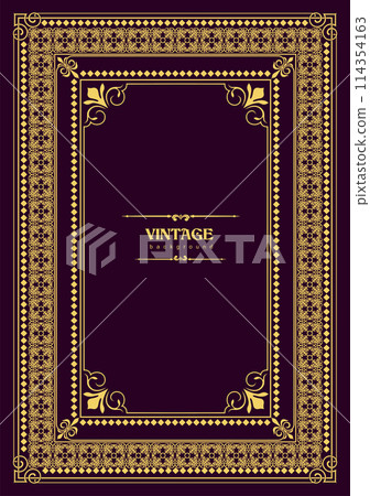 Gold ornament on dark background. Can be used as invitation card. Book cover. Vector illustration Gold ornament on dark background. Can be used as invitation card. Book cover. Vector illustration 114354163