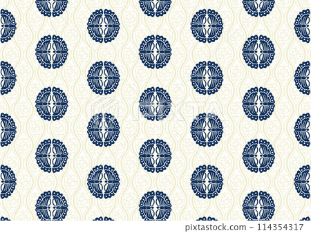 Japanese pattern, design, butterfly circle, cloud pattern, Heian period, kimono, image 114354317