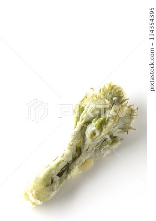 白色背景下拍攝的鱈魚芽天婦羅 114354395