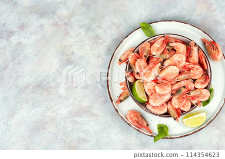Fresh, raw shrimp and spices. 114354623