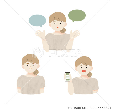 手寫女性上半身插畫素材 114354894