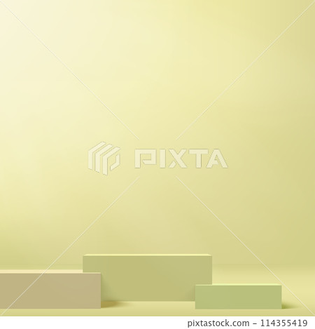 3d yellow color podium and minimal yellow wall scene Vector 3d yellow color podium and minimal yellow wall scene Vector 114355419