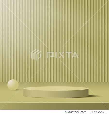 3d yellow color podium and minimal yellow wall scene Vector 114355428