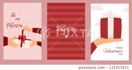 Valentine's day lettering card collection. Valentines day, February 14. Drawings for postcard, card, congratulations and poster. 114355651