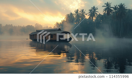 Boat Floating on Body of Water 114355996