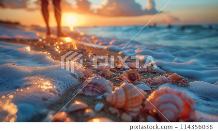 Beach With Water and Sand 114356038