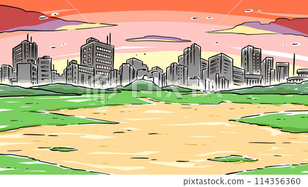Twilight city suburb background 114356360