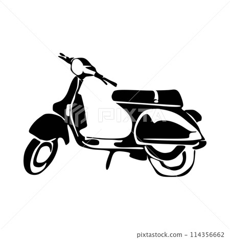 Silhouette italian scooter from Italy, vector icon illustration design isolated on white background. Silhouette italian scooter from Italy, vector icon illustration design isolated on white background. 114356662