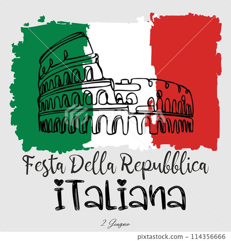 Festa della Repubblica Italiana. Italy Republic Day. Happy national holiday. June 2 in Italy. Italy flag. Patriotic poster design. 114356666
