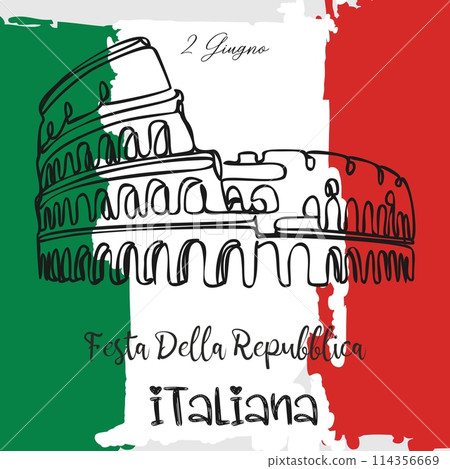Festa della Repubblica Italiana. Italy Republic Day. Happy national holiday. June 2 in Italy. Italy flag. Patriotic poster design. 114356669