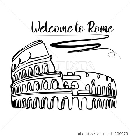Welcome to Italy. Welcome to Rome. Colosseum is a symbol of Italy. Sight of Rome. Invitation to travel to Italy, Rome. 114356673