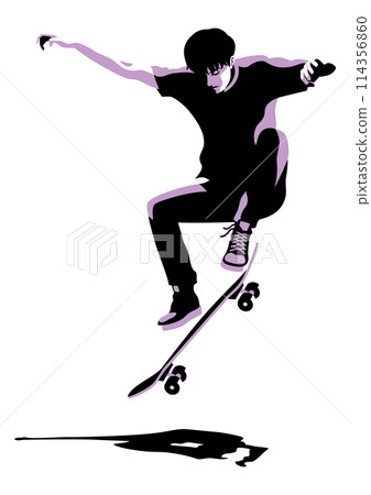 一個人在滑板上表演特技 一個人在滑板上表演特技 114356860