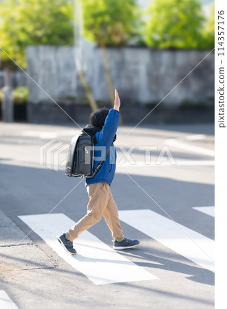 Elementary school student going to school Elementary school student going to school 114357176