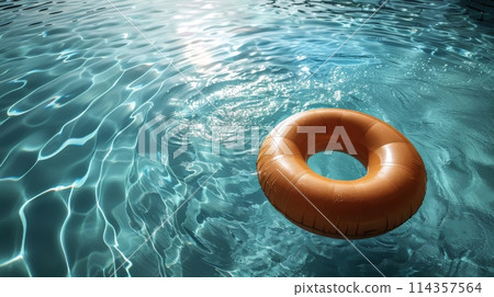 Red Object Floating in Water 114357564