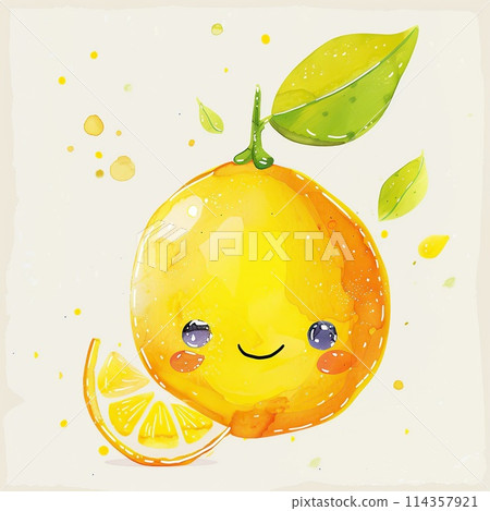Cute lemon character. Hand drawn watercolor illustration. Cute lemon character. Hand drawn watercolor illustration. 114357921