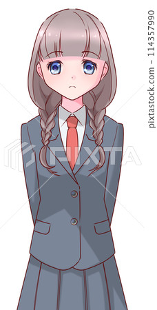 An expressionless high school girl in uniform An expressionless high school girl in uniform 114357990