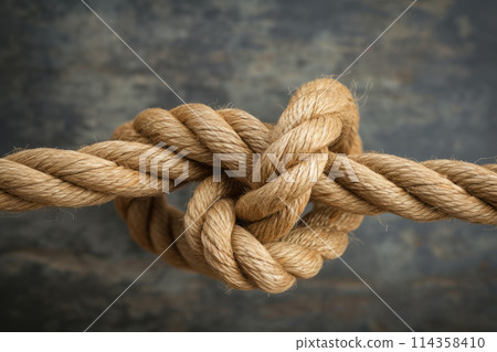 Rope knot on dark background Rope knot on dark background 114358410
