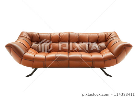 Brown leather sofa isolated on white background 114358411