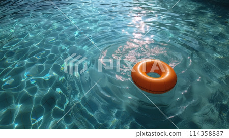 Orange Ring Floating in Water Orange Ring Floating in Water 114358887