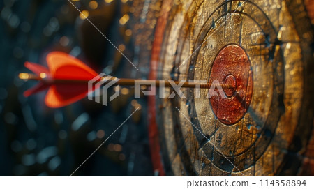 Dart Striking Target Close Up Dart Striking Target Close Up 114358894