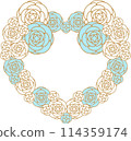 Rose heart wreath blue white 114359174