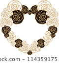 Rose Heart Wreath Black and White 114359175