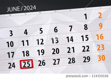 Calendar 2024, deadline, day, month, page, organizer, date, June, tuesday, number 25 114359188