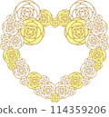 Rose heart wreath yellow white 114359206