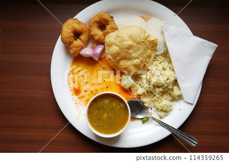 South Indian Breakfast Served in White Plate 114359265