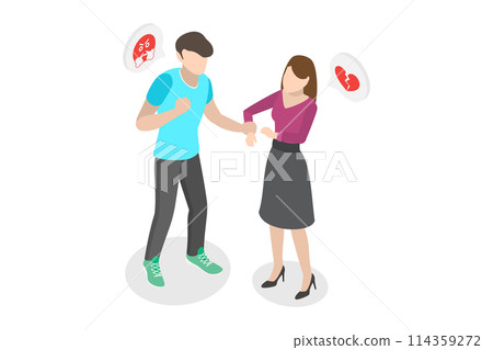 3D Isometric Flat Conceptual Illustration of Breaking Relationship, Couple Quarrel and Misunderstand 3D Isometric Flat Conceptual Illustration of Breaking Relationship, Couple Quarrel and Misunderstand 114359272