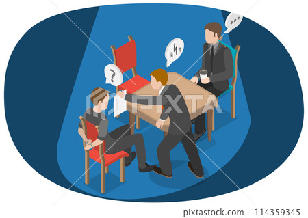 3D Isometric Flat Conceptual Illustration of Good And Bad Cop, Work of Police Department 3D Isometric Flat Conceptual Illustration of Good And Bad Cop, Work of Police Department 114359345
