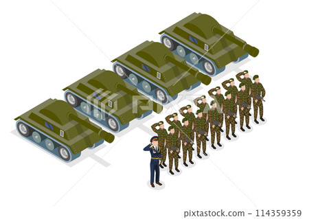 3D Isometric Flat Conceptual Illustration of Military Regime , Form of Government 3D Isometric Flat Conceptual Illustration of Military Regime , Form of Government 114359359